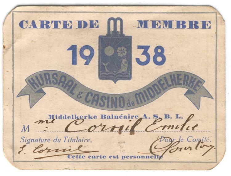 Foto: Lidkaart voor het casino uit 1938.