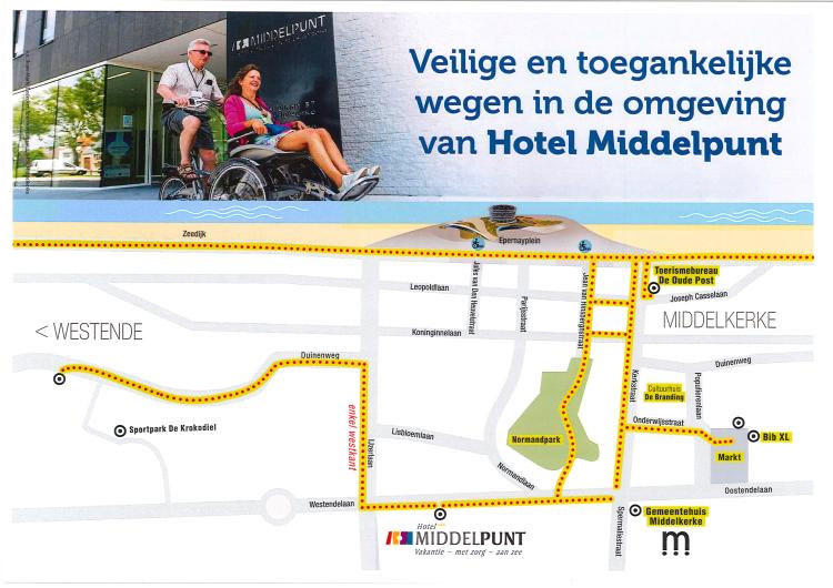 plan met toegankelijke route naar Middelkerke