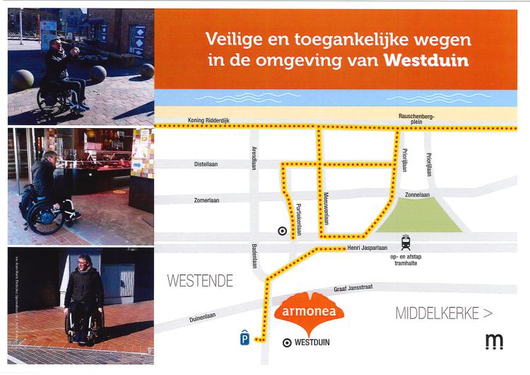 plan met toegankelijke route naar strand van Westende-Bad