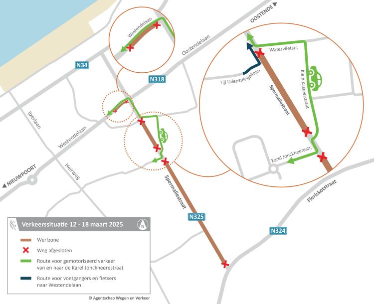 Het kruispunt met de Watervlietstraat blijft wel open: het containerpark en de brandweer blijven bereikbaar.