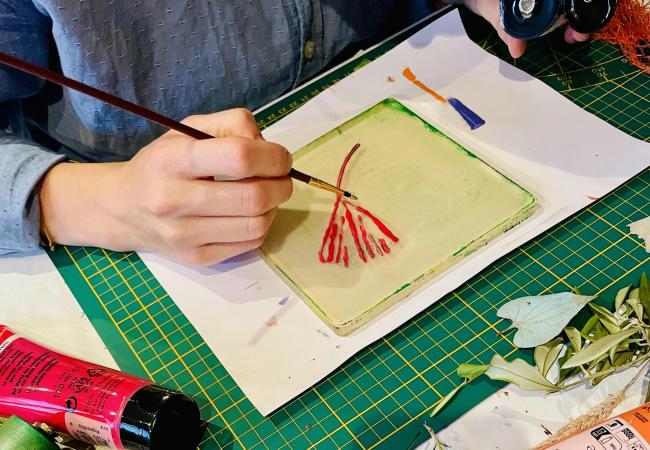 Workshop botanical gelprint @JWS Middelkerke © Inge Vromant