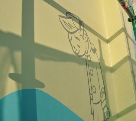Stripmuur Robbedoes en Kwabbernoot