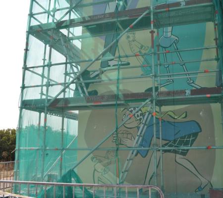 Stripmuur Robbedoes en Kwabbernoot