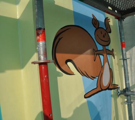 Stripmuur Robbedoes en Kwabbernoot