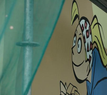 Stripmuur Robbedoes en Kwabbernoot