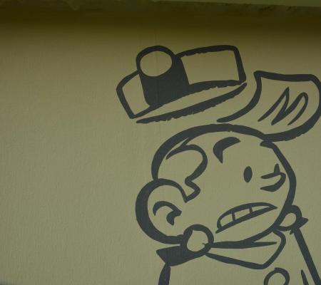 Stripmuur Robbedoes en Kwabbernoot