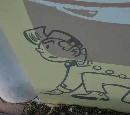 Stripmuur Robbedoes en Kwabbernoot