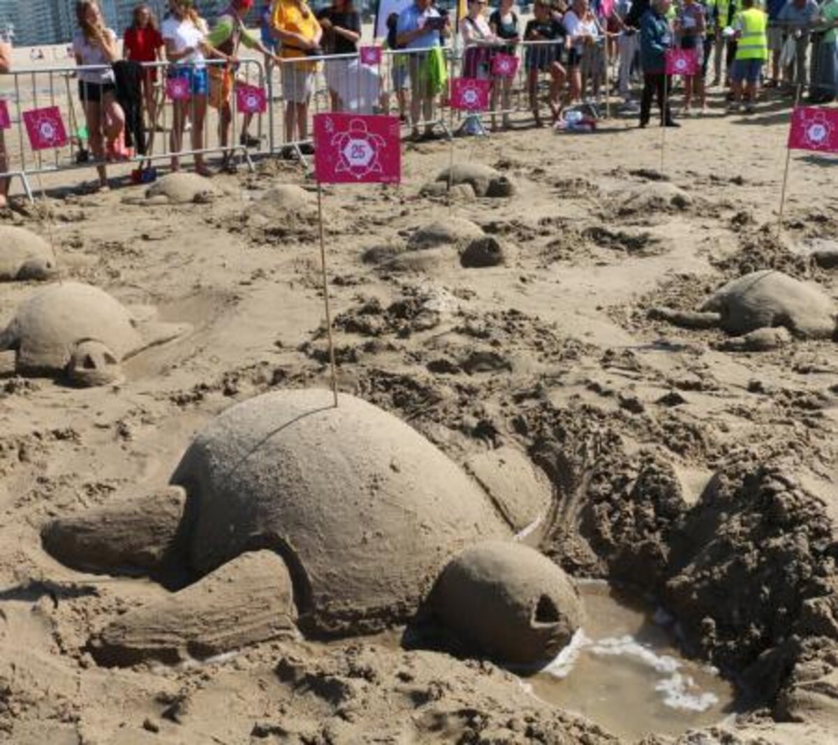 Middelkerke verpulvert wereldrecord simultaan zandsculpturen bouwen