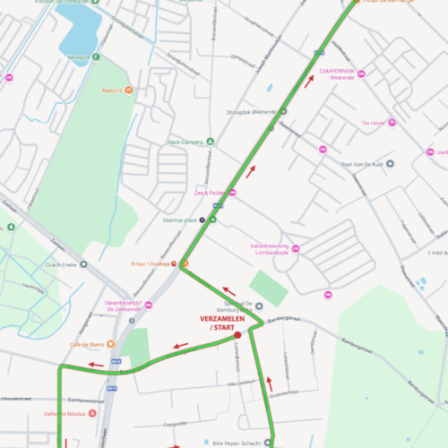 Aangepast parcours Ezelcavalcade Lombardsijde