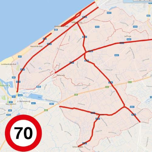 Snelheidsbeperking tot 70km/u buiten bebouwde kom