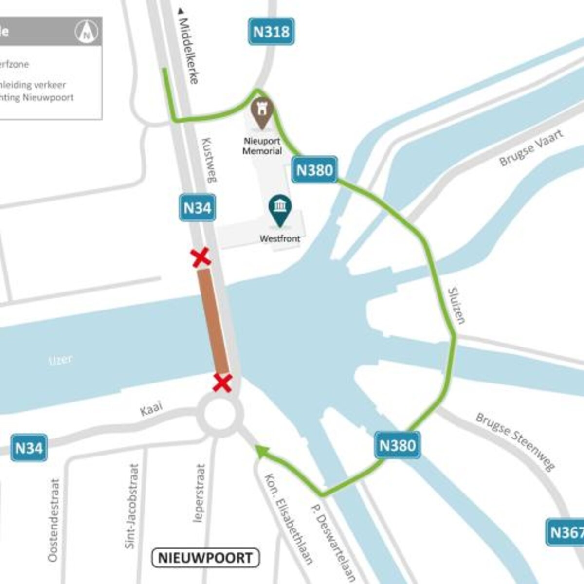 Onderhoud Langebrug, gewijzigde circulatie Nieuwpoort vanaf 31 mei
